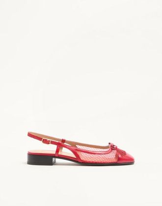 Valentino Garavani Ballerina Slingback Valet Du Roi In Rete E Capretto 25Mm Donna ROUGE PUR 36.5