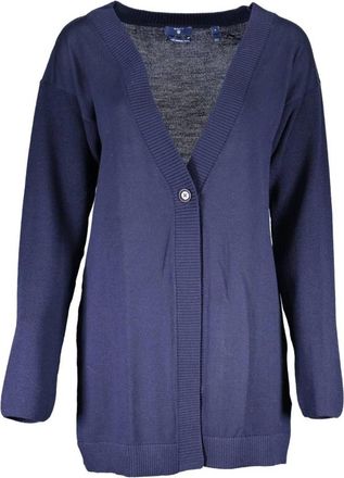 GANT Cardigans, female, Blue, Size: XS Merino Wool Cardigan VNeck Relaxed Fit