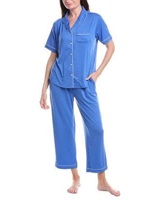 Flora Nikrooz 2pc Knit Notch Collar Capri Pajama Set