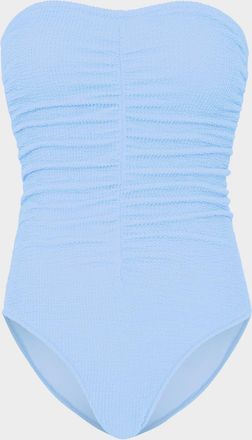 Milly Cabana Textured Ruched Strapless One-Piece Swimsuit
