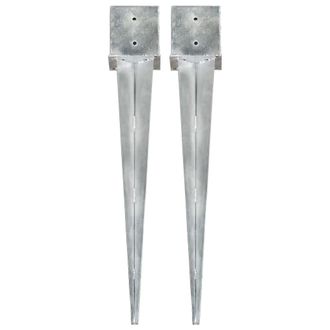 vidaXL Vidaxl - Picas De Tierra 2 Uds Acero Galvanizado Plateado 14x14x91 Cm