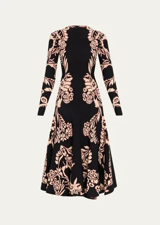 Ulla Johnson Nerissa Jacquard Long-Sleeve Midi Dress