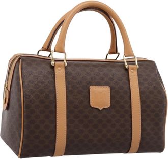 Celine Boston Triomphe Xl Coated Canvas Brown Pvc Handbag (Pre-Owned)