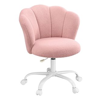 Songmics Silla giratoria de maquillaje con respaldo de p&eacute;talo de color rosa