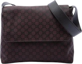 Gucci Pre-owned Nylon Crossbody Bag - Dames - Vintage Schoudertas - Bruin - ONE Size - Nylon - Vintage