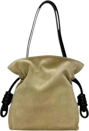 Loewe Pre-owned Mini Bags, female, Beige, Size: ONE SIZE Pre-owned Suede Shoulder Bag