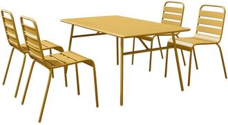 VENTE-UNIQUE.COM Conjunto de mesa y sillas para jard&iacute;n acero mostaza
