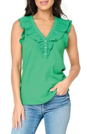 Gibsonlook Ruffles for Days Mixed Media Top in Grass Green at Nordstrom Rack, Size Xx-Small