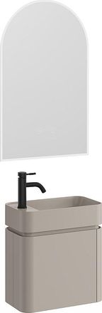 Vente-Unique Mueble con lavabo suspendido con lavabo encastrado, grifo y espejo - Beige mate - 45 x 25 x 48 cm - JONSA