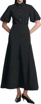 Lela Rose Cotton Poplin Full Sleeve Shirt In Black