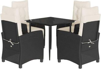 vidaXL Set De Muebles Jard&iacute;n 5 Pzas Con Cojines Rat&aacute;n Sint&eacute;tico Negro Vidaxl