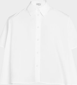 Loewe Poplin Short-Sleeve Trapeze Blouse