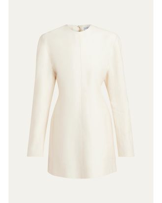 Bottega Veneta Long-Sleeve Cotton-Silk Toile Mini Dress