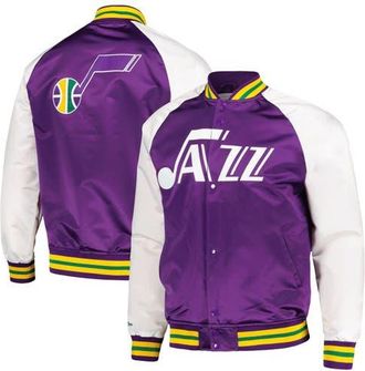 Mitchell & Ness Mens Mitchell & Ness Purple Utah Jazz Double Clutch Satin Raglan Full-Snap Jacket at Nordstrom, Size X-Large