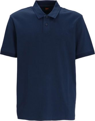 HUGO BOSS Navy Blue Solid None Polo