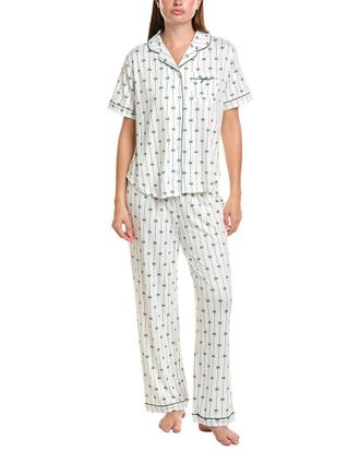 Flora Nikrooz Flora By Flora Nikrooz 2Pc Printed Knit Notch Collar Pajama Set