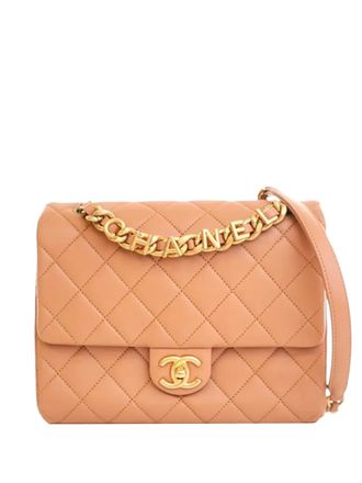 Chanel 2021-2025 Quilted Lambskin Logo Letters Chanel Touch Chain Flap crossbody bag - Brown