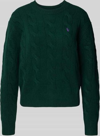 Polo Ralph Lauren Strickpullover mit Zopfmuster und Rundhalsausschnitt in Gruen, Größe XL