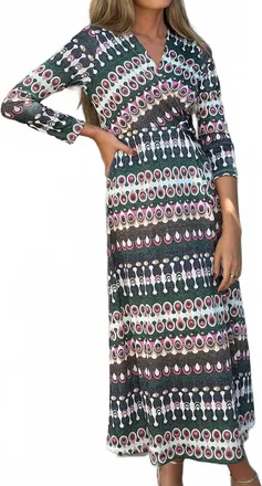 Vilagallo Amelia Midi Wrap Dress In Green