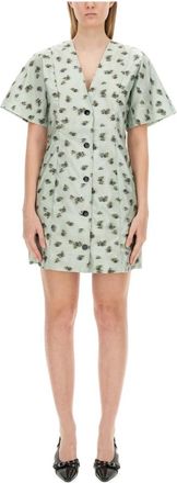 Ganni Organza Jacquard Mini Jurk - Dames - Korte kleedjes - Veelkleurig - XS - Organza - Kleedjes