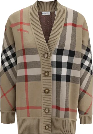 Burberry Womens Wool Sweater Check Archive Beige Polyester