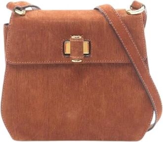 Ferragamo Pre-owned Cross Body Bags, female, Brown, Size: ONE SIZE Pre-owned Suede Shoulder Bag