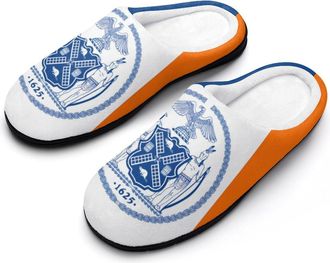 Generic Flag of New York City Mens House Slippers Memory Foam Washable Cotton Slip on Home Shoes
