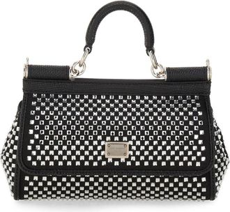 Dolce & Gabbana Womens Sicily Small Bag Black Leather Handbags Hand