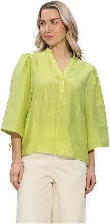 Aaiko Dames, Blouses & Shirts, Groen, Maat: L Linnen