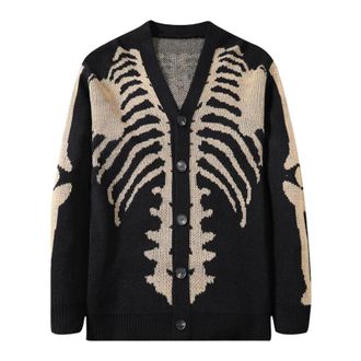 Generic Rrongwn Halloween Costume Womens Skeleton Pattern Cardigan Y2K Knitted Jumper Oversize Long Knitted Jacket Cotton Knitted Cardigan Chunky Knit Long Kn