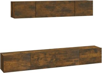 Berkfield Home 4 Piece TV Cabinet Set Smoked Oak Engineered Wood in Brown