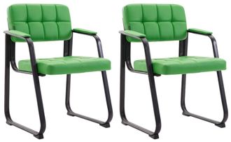 Clp Set de 2 sillas con patas de metal y asiento en Simil cuero Verde