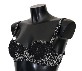 Dolce & Gabbana Womens Black Silk White Lace Stretch Underwear Bra Cotton Clothing