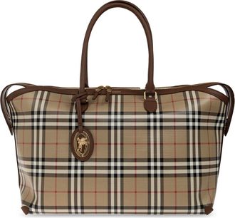 Burberry Medium Check Zip Tote Bag - Dames - Weekendtassen - Beige - ONE Size - Katoen - Tassen