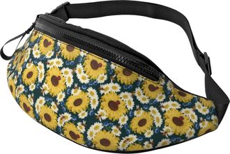 Generic Sunflowers Yellow White Waist Pack Bum Bags With Headphone Jack Fanny Pack For Walking Women Running 14X35Cm