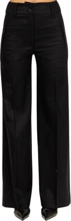 Pantaloni Torino Zwarte Flanellen Wijde Broek - Dames - Wijde Broeken - Zwart - XL - Wol - Broeken