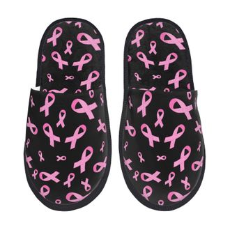 Generic Slippers For Women Breast Cancer Awareness Print House Slippers Winter Casual WomenS Slipper, For Indoor Outdoor, Travel, Hotel, M