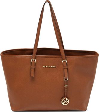 Michael Kors Borsa tote in pelle con applicazione logo - Marrone