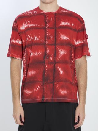 Moncler Mens Trompe L Oeil T-shirt - Red Cotton - Size Medium