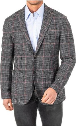 La Martina Geruite Americana Jas met Lange Mouwen - Heren - Blazers - Zwart - S - Katoen - Jassen