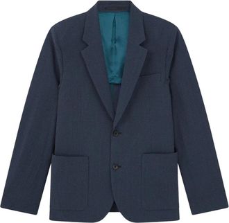 Paul Smith Cotton & Lyocell Micro Check 2 Button Jacket - male - Paul Smith - Blazers - Blue - 2XL - Jackets