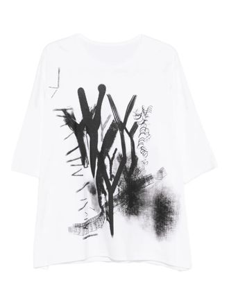 Yohji Yamamoto print cotton T-shirt - White