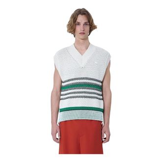 Lacoste Sleeveless Knitwear, male, White, Size: L Sleeveless Knit Vest