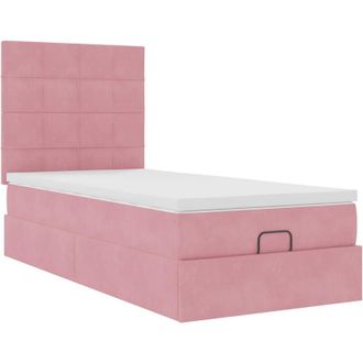 vidaXL Estructura Cama Otomana Colchones Terciopelo Rosa 80x200cm Vidaxl