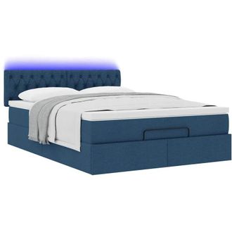 vidaXL Vidaxl - Estructura De Cama Otomana Colch&oacute;n Tela Azul Pardo 140x200cm