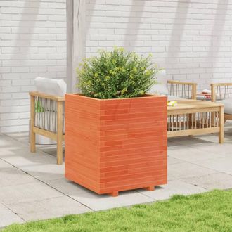 Berkfield Home Beautiful Garden Planter Wax Brown 60x60x72.5 cm Solid Wood Pine