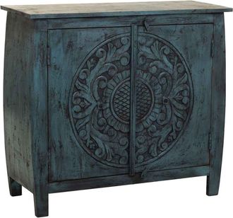 Wanderlust Deco Aparador de madera tallada acabado artesanal 100x40x90h cm