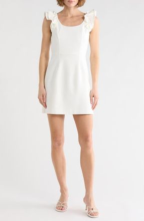 French Connection Whisper Ruffle Shoulder Shift Dress in White at Nordstrom Rack, Size 10