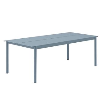 MUUTO Linear Steel Outdoor Gartentisch, 220 x 90 cm, hellblau