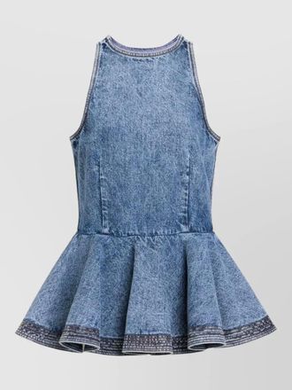 Alaia peplum denim top fitted waist sleeveless